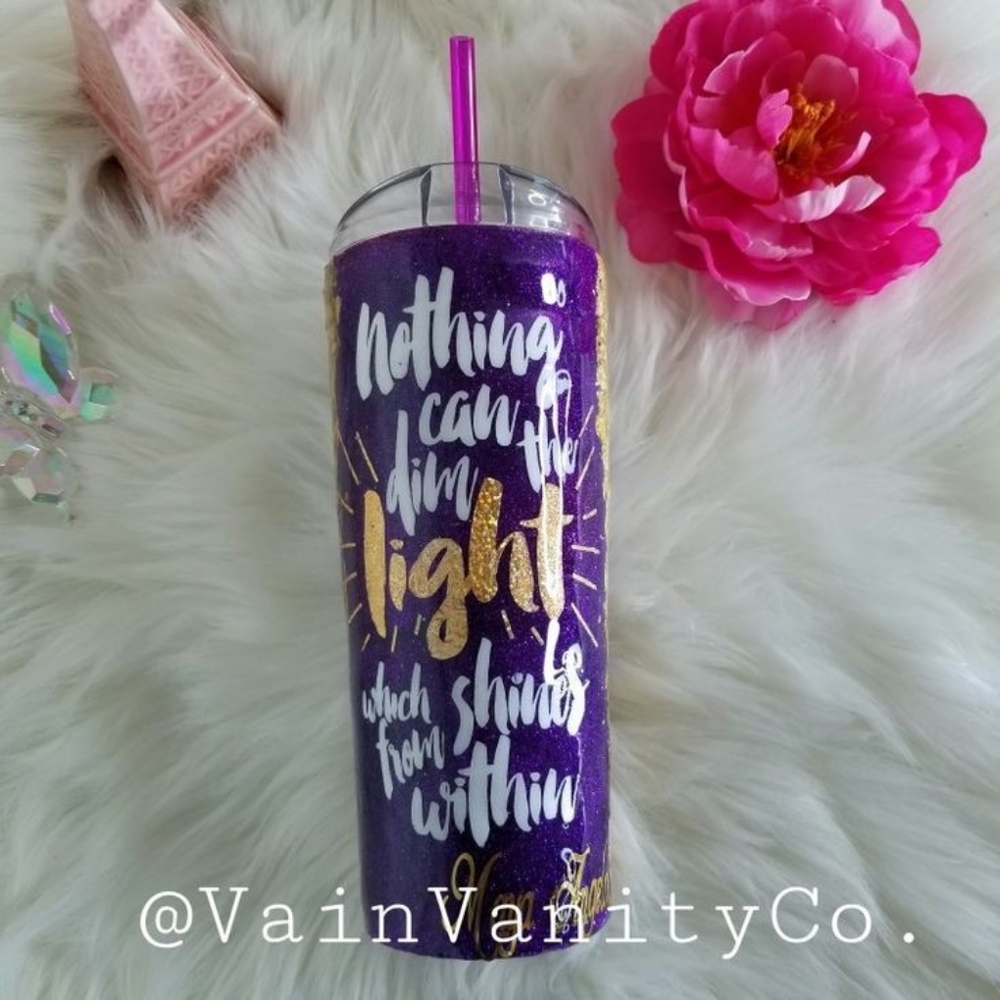 Custom Glitter Quote Gold Tumbler